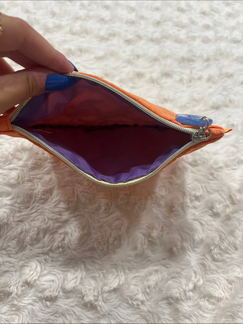 IPSY Orange Quilted Flower Zipper Pouch Makeup Bag